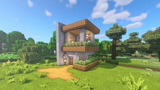 Casa cuadrada y minimalista para Minecraft